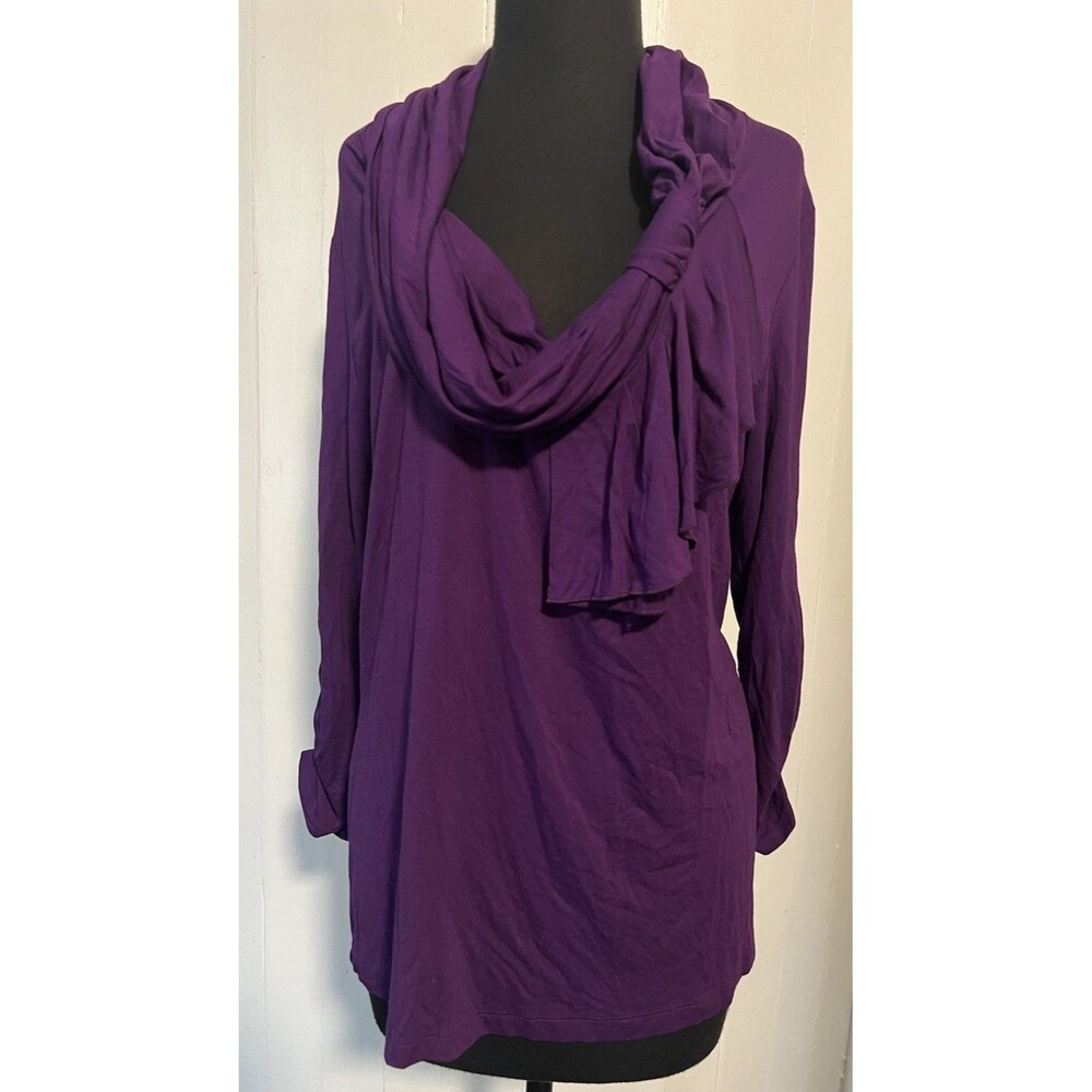 New York & Company Sweater Women's XL Long Sleeve Round Neck Purple Casual